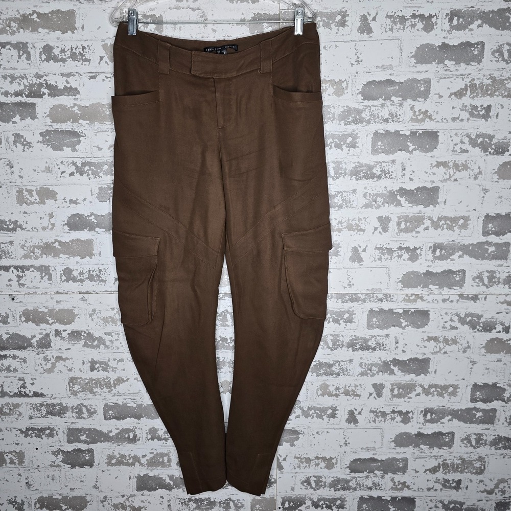 Theory Pants Women 6 Brown Theyskins Viscose Stretch Cargo Tapered Ankle Couture